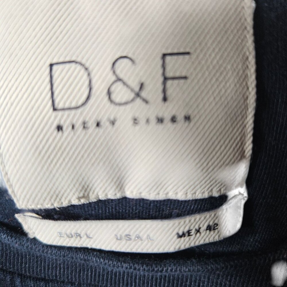 D&F Navy Long Sleeve Crewneck Shirt With Red & Blue Stripe Accents - Picture 2 of 4